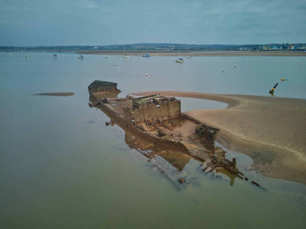 Aerial photo of the South Coaster in the river Exe by Luca Brunke, 2024.